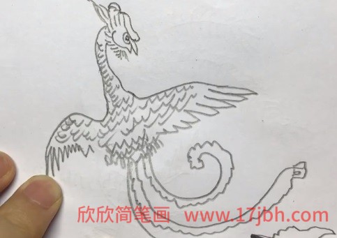 鳳凰簡筆畫簡單 鳳凰怎麼畫好看又霸氣-小鳥簡筆畫-欣欣簡筆畫