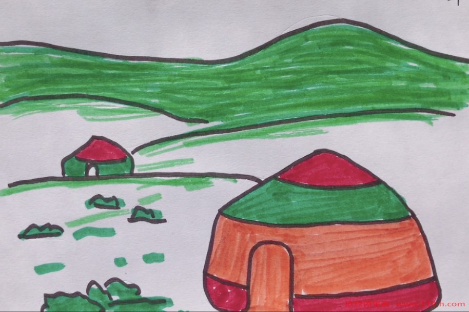 蒙古包怎么画六年级图片