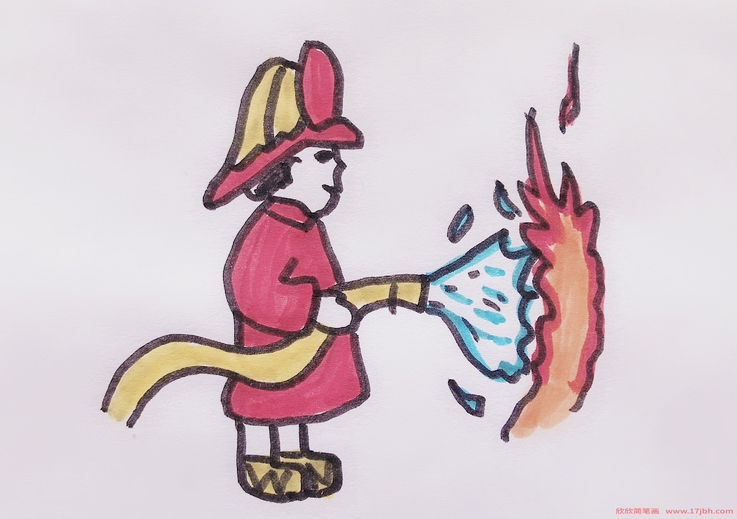 消防灭火简笔画彩色图片