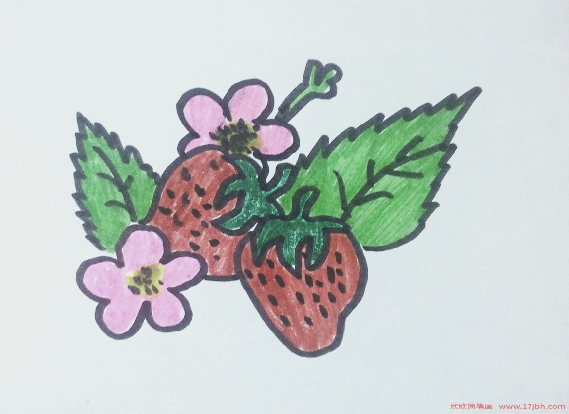 草莓简笔画小班图片