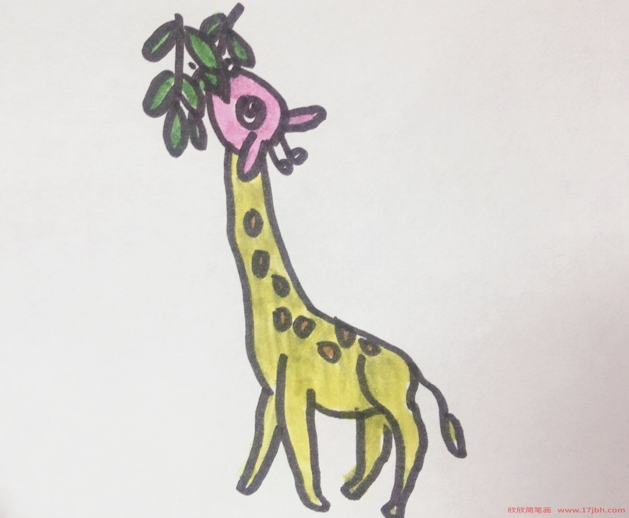 长颈鹿吃草图片简笔画图片