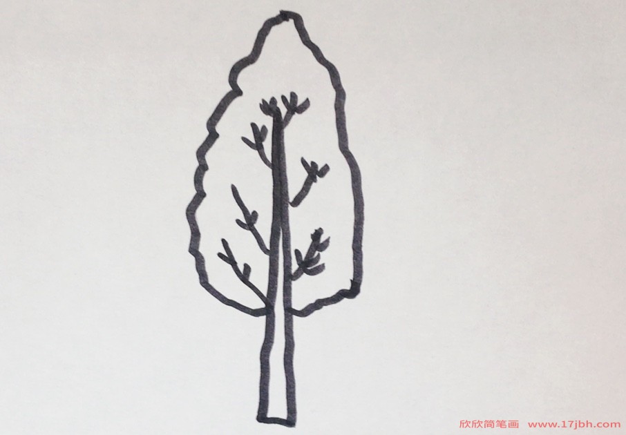 白杨树简笔画铅笔图片